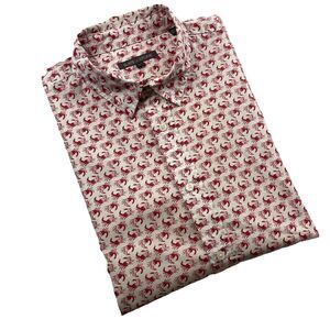 Slate & Stone Shortsleeve Button Up Crabs Print Red/White-L